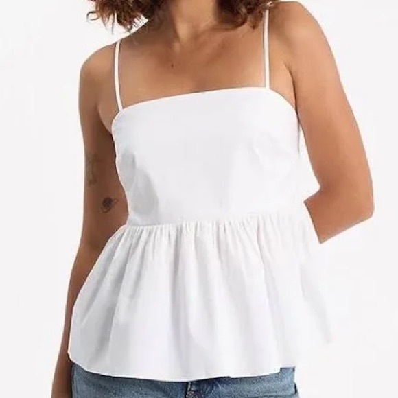 Express Tops - Express White Peplum Tank Top Cotton Blouse Size M NEW $54